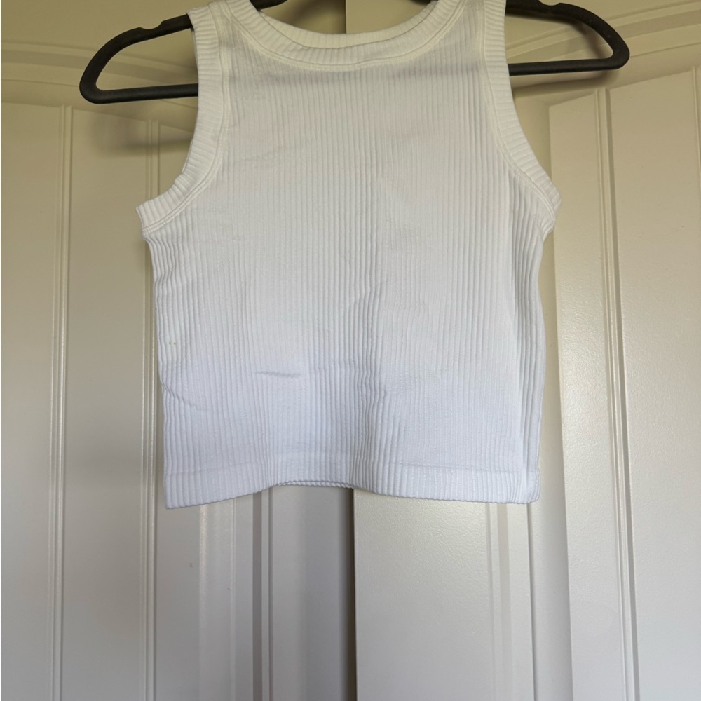 Aura Classic White Ribbed Tank Top